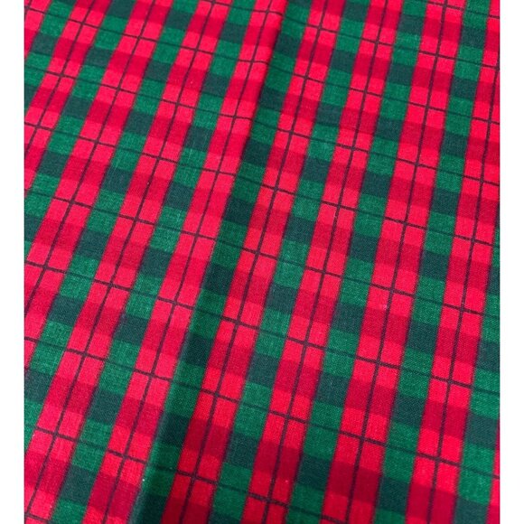 Vintage Red & Green Plaid Cotton Fabric Material 1/4 yard x 36" - Picture 2 of 5